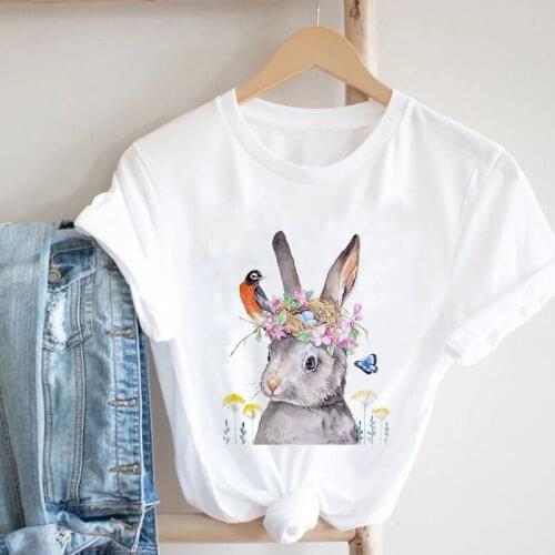 2021 Summer T-shirts Kawaii Rabbit Graphic Woman tshirts Fashion Fun Retro Harajuku Tops Fashion T-shirt Plus Size 3XL