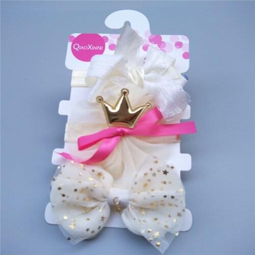 3 pieces / set of fashionable headdress, baby elastic soft hair accessories, childrens bow three piece set of photo accessories