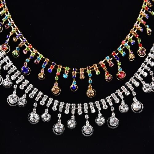30cm/Lot Fancy Fringe Rhinestone Diamante Chain Clear Crystal Mix Color Trimming Wedding Decoration Sew On Clothes DIY