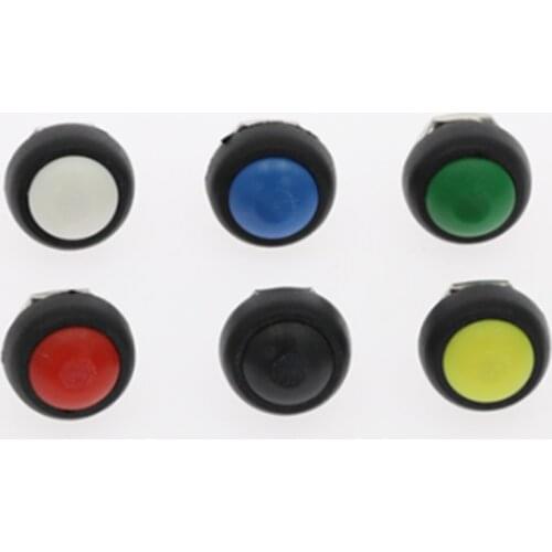 5Pcs PBS-33B SPDT Black Red Green Yellow Blue Orange OFF-(ON) Mount 12mm Waterproof Momentary Push button Switch 3A 125V 1A 250V