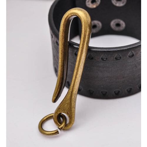 5X Big 70mm Heavy Duty Antique Brass Quality Car KeyChain KeyRing Belt U Hook Jean Wallet Chain Accessories Fish Hook