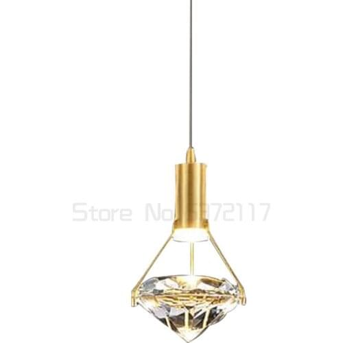 American luxury crystal single head pendant lamp creative diamond bedside hanging lights fashion personality home decoration