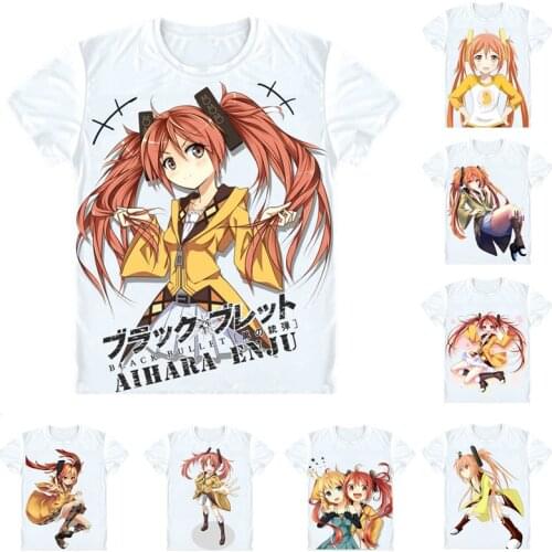 Coolprint Anime Shirt Black Bullet Burakku Buretto T-Shirts Multi-style Short Sleeve Cursed Child Enju Aihara Cosplay Shirts