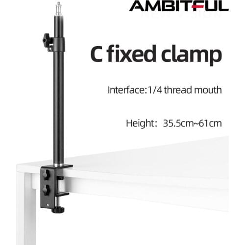 C Clamp Desktop with 1/4 Screw Light Stand Adjustable Aluminum Holder Bracket Stent for LED Light Camera Speedlite Flash