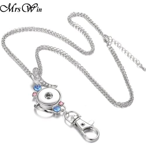 New Snap Pendant Necklace lanyard Ginger Crystal 18mm Snap Keychains Keyring Fit 18mm Snap jewelry Summer