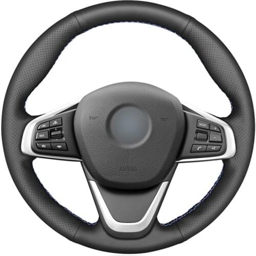 Black Artificial Leather Hand-stitched No-slip Car Steering Wheel Cover for BMW F45 F46 X1 F48 2015 2016 2017 2018 2019 X2 F39