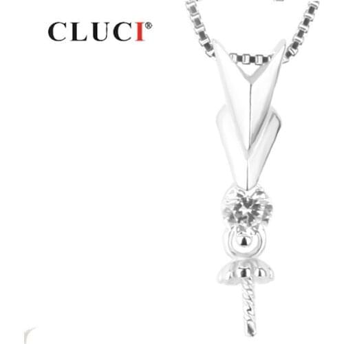 CLUCI Silver 925 Pearl Pendant Mounting Women Jewelry 925 Sterling Silver Charms Pendant Zircon Fine Jewelry SP114SB