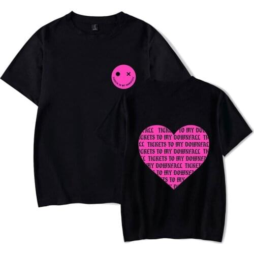 Harajuku Face Smiley Love T-shirt Fashion Hip Hop Style Men Women Tee Shirt O-neck Short Sleeve Couple T-shirts Black White Tops
