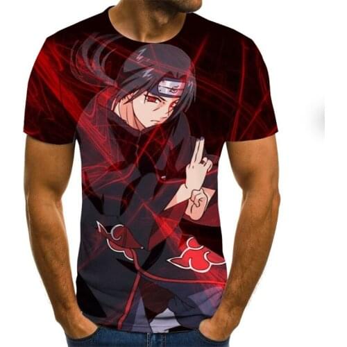 Uchiha Sasuke Graphic T-shirt Anime Boys Costume 3D Mens T-shirt Anime Harajuku Tops Round Neck Shirt Plus Size Streetwear