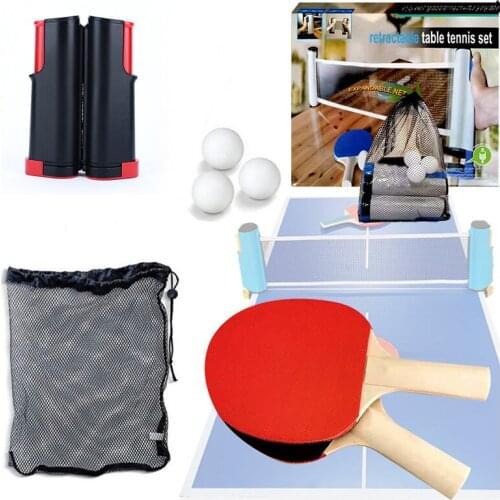 6Pcs Portable Retractable Table Tennis Net Rack Set with 1Pair Rackets and 3 Balls Anywhere Ping Pong Sports Equipments