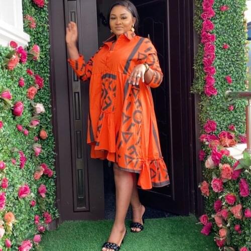 Summer African Dresses for Women Dashiki Print Irregular African Clothes Plus Size Vestidos Africa Cake Dress Christmas Robe