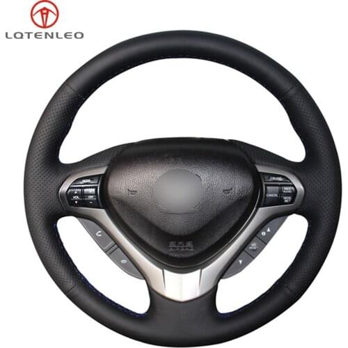 LQTENLEO Black PU Artificial Leather Hand Sew Car Steering Wheel Cover For Honda Spirior OId Accord