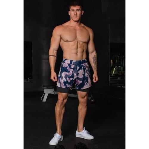 2021 Summer Running Mens Fitness Shorts Gym Training 2-in-1 Double-layer Sports Sweatshort Casual Jogging Men Shorts Camouflage