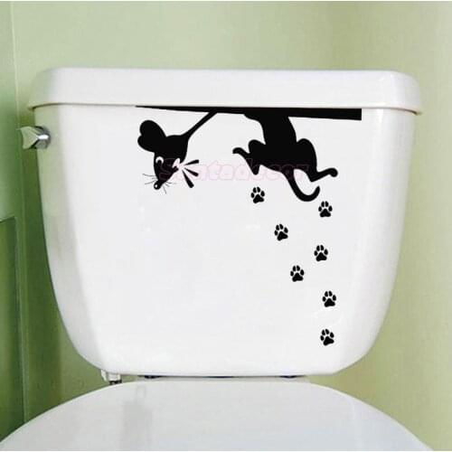 Stickers Funny Cats and Mouse Vinyl Wall Art Decal Toilet Mural Decor Wallpaper WC Home Decor House Decoration Poster