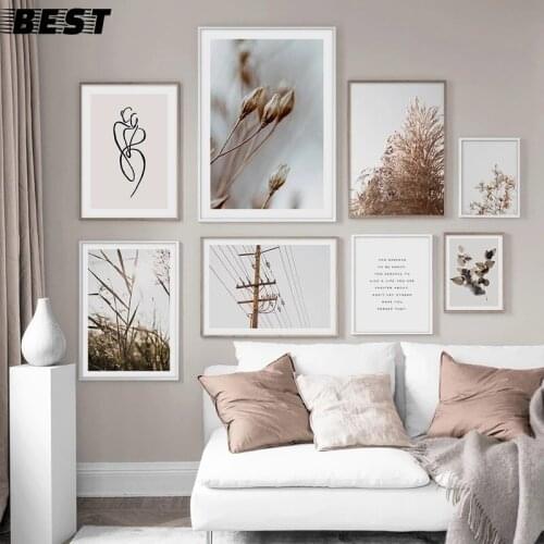 Plant Leaves Reed Landscape Wall Art Canvas Painting Nordic Posters And Prints Scandinavian Modern Wall Picture For Living Room