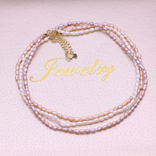 Natural Grade A Pearl Rice Beads Jewelry Necklace Bracelet Simplicity with Copper Buckle High-end Gift Party Dating Beaded