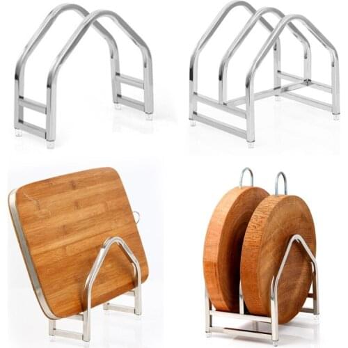 Stainless Steel Double-Layer Pot Lid Holder Durable Cutting Board Rack Kitchen Organizer Anti-slip Board Shelf Home Supplies