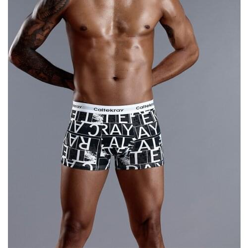 Hot 4 Pieces / Box of Breathable Cotton Men Underwear Large Size Skin-friendly underpants Mens Comfortable Printing Man Panties