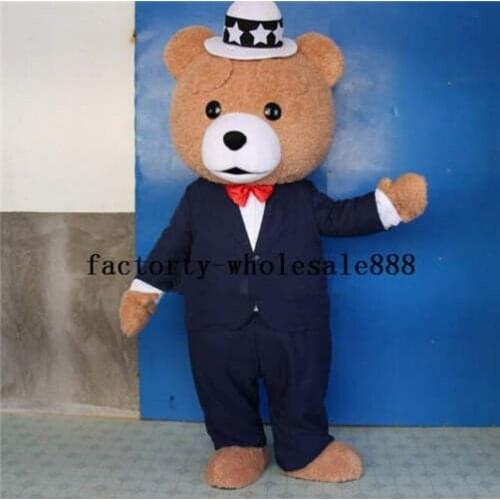 2019 Newest Advertising Teddy Bear Of TED Mascot Costume Suits Dress Adults Size Interesting Funny Cartoon Character Clothing
