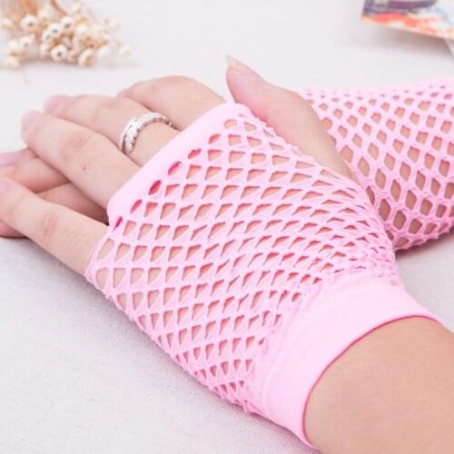 New Sexy Fishnet Short Half Finger Gloves Punk Lace Gloves Nightclub Prom Performance Cosplay Costume Womens Erotic Accessories