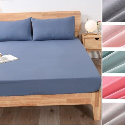 Solid Fitted Sheet Mattress Cover Four Corners With Elastic Fitted Bed Sheet135*200cm(no pillowcases)