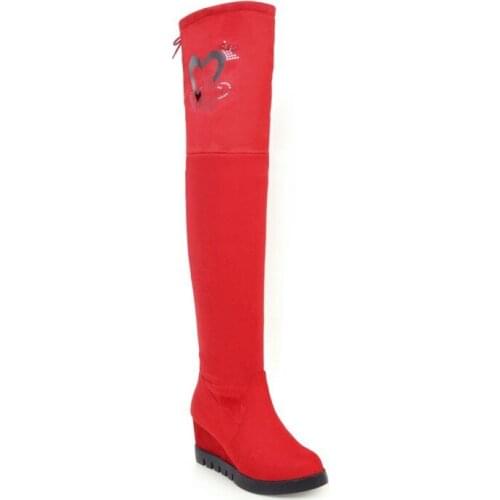 In the fall and winter of 2017 the new foreign trade high-heeled wedge thin female boots 827 knee-high boots