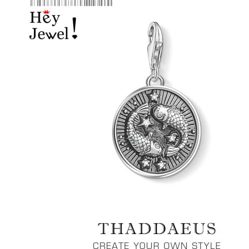 Charm Pendant Zodiac Sign Pisces,2019 Brand Europe Style Jewelry For Women Men Vintage Gift In 925 Sterling Silver Fit Bracelet