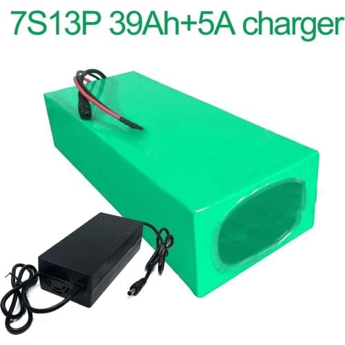 With 5A charger 24V 39Ah 25.9V 7S13P 18650 Li-ion Battery Pack E-Bike electric bicycle 250x140x70mm