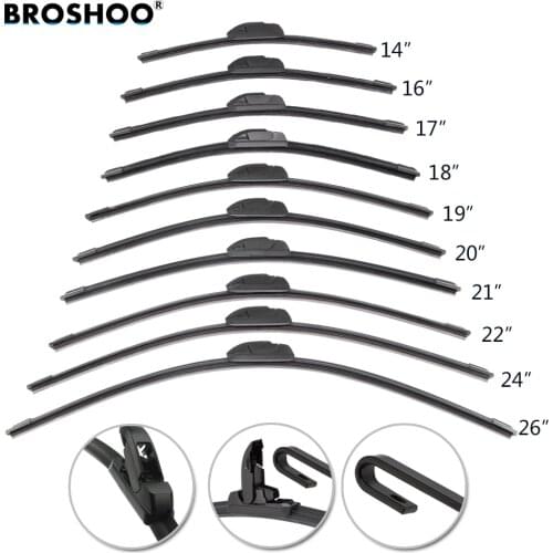 BROSHOO Universal U HOOK Auto Car Wiper Blades 14"16"17"18"19"20"21"22"24"26" Natural Rubber Strip Windscreen Windshield