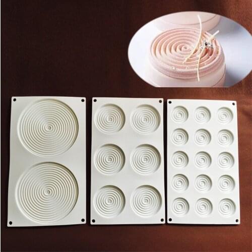 Spiral Shape Silicone Mold 2-ring Mousse Cake Mould Circles-shaped Chocolate Dessert Pastry Bakeware Pan Cake Decorating Tool