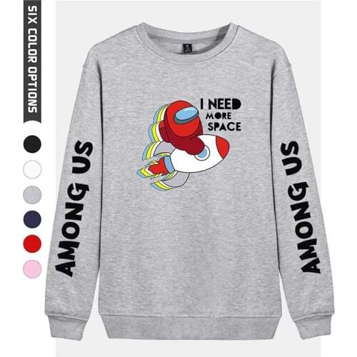 I Need More Space Cartoon Hoodie Pullover Print Fashion Men Women Capless Sweatshirt Long Sleeve Unisex Hoodies White Black Tops