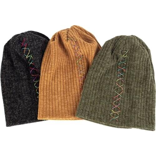 Solid Caps With Color Cross Line Hot Sale Female Male Skullies Beanies Spring Autumn New Candy Colors Beanie Hat Kpop Style