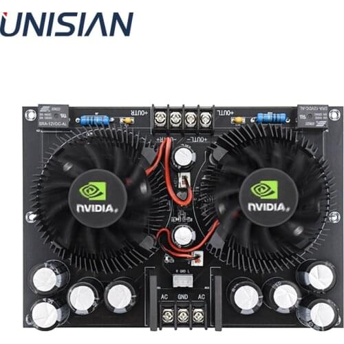 UNISIAN TDA7293 2.0 Channels Audio Power Amplifier Class-A 100W*2 High Power HIFI Digital Amplifiers Board Cooling Fan