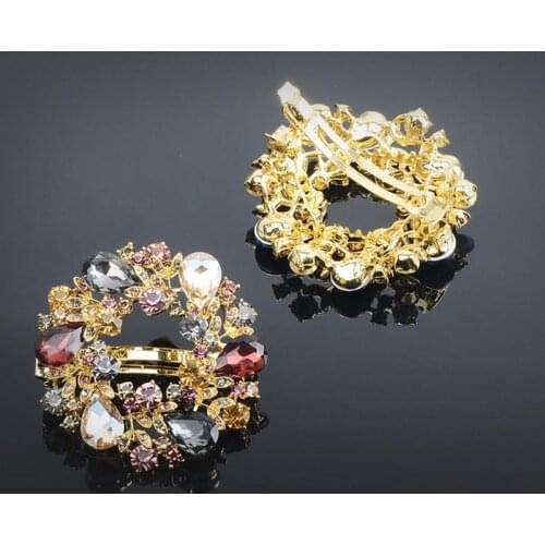 Womens Elegant Rainbow Crystal Hairpin Womens Classic Hollow Round Hairpin Fashion Geometric Hair Accessories