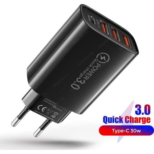 Cargador rápido USB tipo C de 30W, Mini cargador de viaje PD de carga rápida 3,0 4,0, para iPhone 12, Samsung, Xiaomi, cargadore