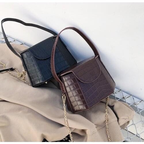 New High Quality Crocodile Pattern Bags For Women 2019 Vintage Chain Shoulder Bags Hand Bag Ladies Messenger Bag
