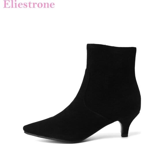 Autumn New Comfortable Black Apricot Women Ankle Nude Boots High Heels Lady Formal Shoes Plus Big Small Size 10 30 43 45 48