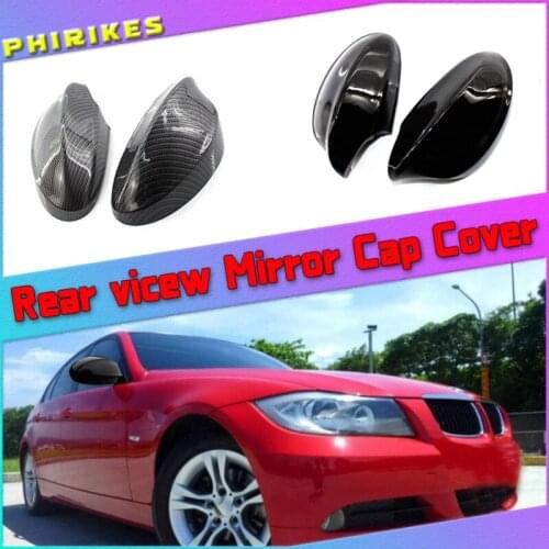 1 Pair Rear View Mirror Cover Caps for BMW E90 E91 325I 328I 330I Sedan 2005-2008 Gloss Black Side Mirror Covers