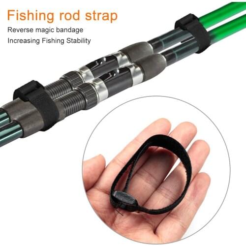 10/20pcs Fishing Rod Tie Holder Strap Suspenders Fastener Hook Loop Cable Cord Ties Belt Fishing Tackle Pesca Tools White Black