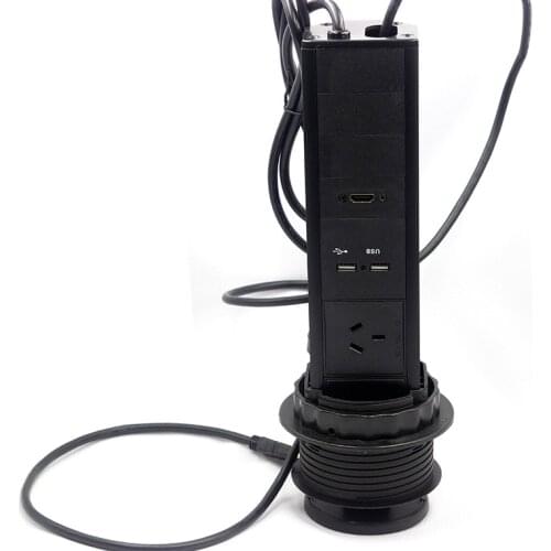 AU Standard Retractable Electric Pop Up Kitchen Desktop Hidden Power Socket RJ45 Dual USB Charging AC Power Outlet All back