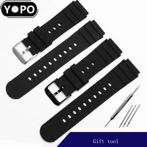 21mm Rubber Watchband Suitable For Luminox 3901 3000 3001 Sport Convex interface Silicone Mens Watch Chain Black