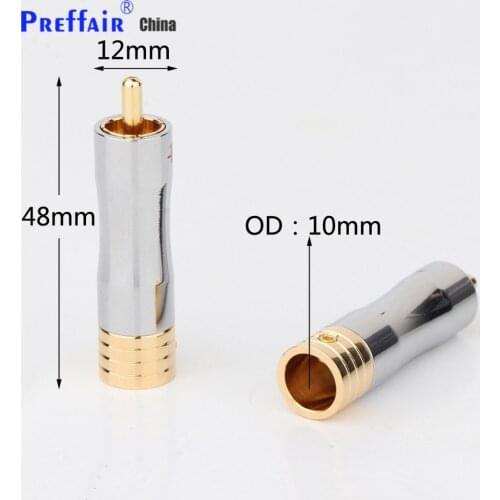 4xPreffair R1703 24K Gold Plated RCA Plug Adapter Audio Phono Gold Plated Solder Connector RCA Repair Ends HIFI 8MM Cable Plug