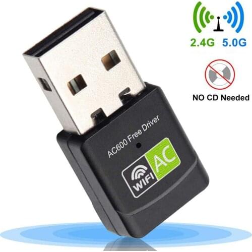 600Mbps Wi-Fi Adapter Free Driver USB WiFi Network Card 5GHz USB Antenna Ethernet PC Lan Dongle AC WiFi Receiver
