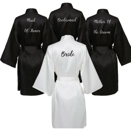 Satin Silk Robe Bride Robe Women Wedding Robe Bride Bridesmaid Robes Dressing Bridal Robes Bathrobe Black