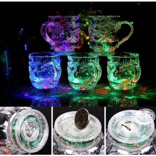 Glasses Beer Cup Dragon LED Inductive Rainbow Color Flashing Light Glow Mugs