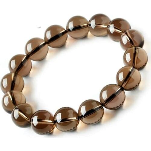 Genuine Natural Brown Smoky Crystal Quartz Bracelet Stretch Crystal Round Beads Women Men 8mm 10mm 12mm 14mm 16mm AAAAAA