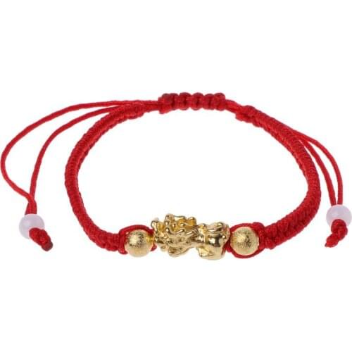 Chinese Feng Shui Gold Pi Xiu Kabbalah Red String Bracelet Evil Eye Protection