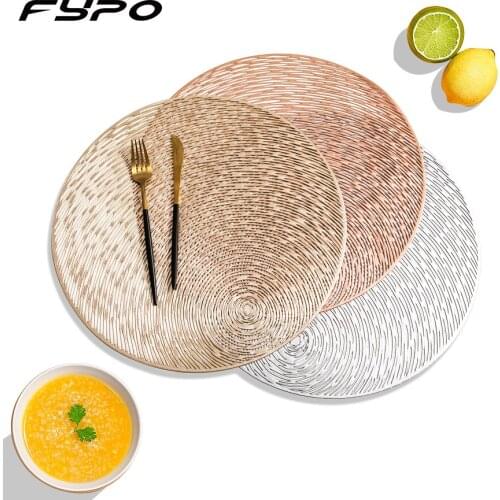 Fypo PVC Round Placemat Heat Resistant Wear Resistant Non - Slip Washable Table Mat Cup Mat Dinner Table Decoration coasters