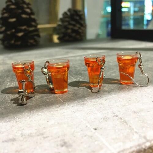 Creative Lemon Black Tea Drink Cup Drop Earrings Resin Lovely Lemon Soft Drink Earring for Girl Funny Party Jewelry Gift