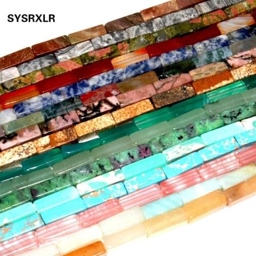 4 * 13mm Natural Stone Square Tube Tiger Eye Lapis Lazuli Agates Beads Jaspers Beads DIY Bracelet Necklace For Jewelry Making